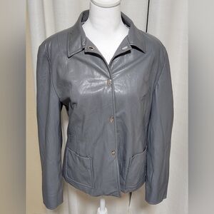 Elegant Gray Leather Jacket for Women